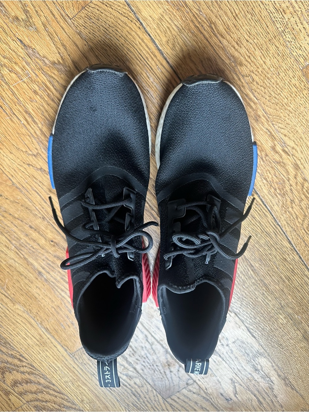 adidas Black Sneakers with Red & Blue Midsole Accents - Picture 3 of 9